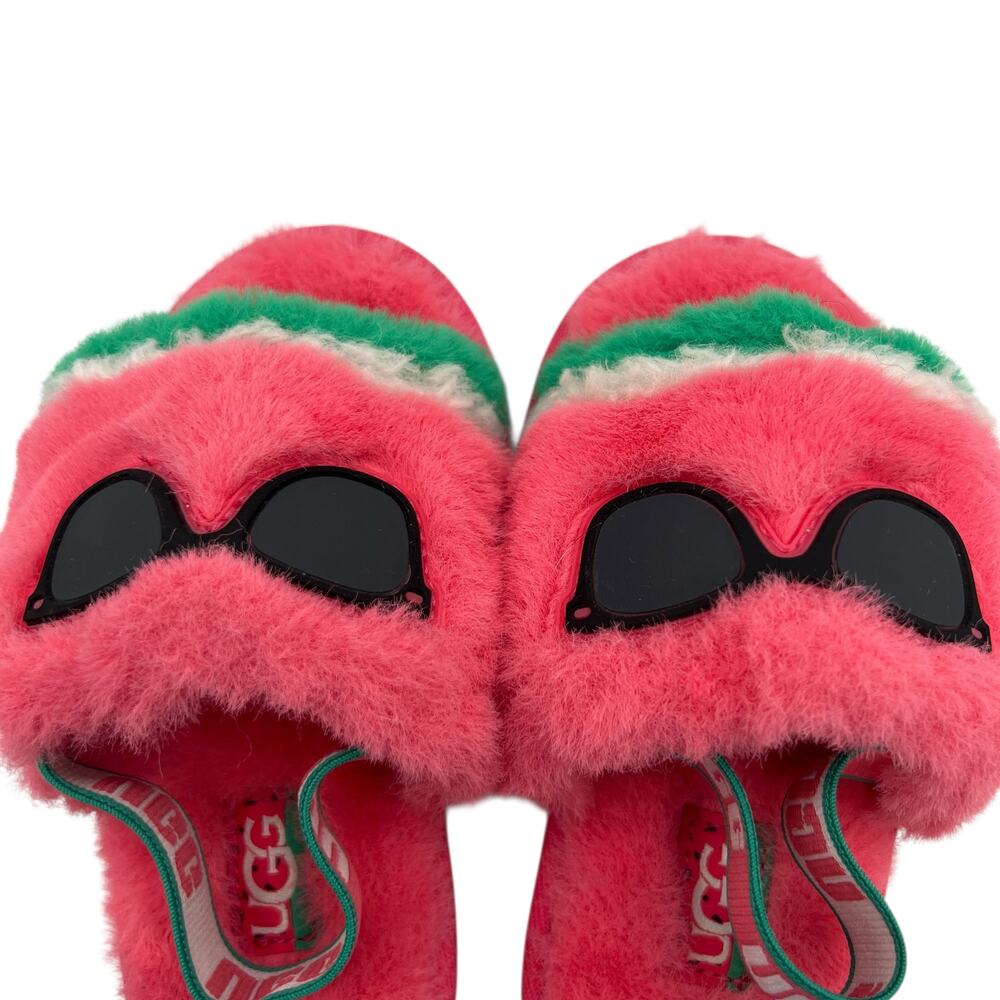 Ugg Toddlers Fluff Yeah Watermelon Stripe and Sunglasses Slides Slippers Size 9 - Picture 9 of 9